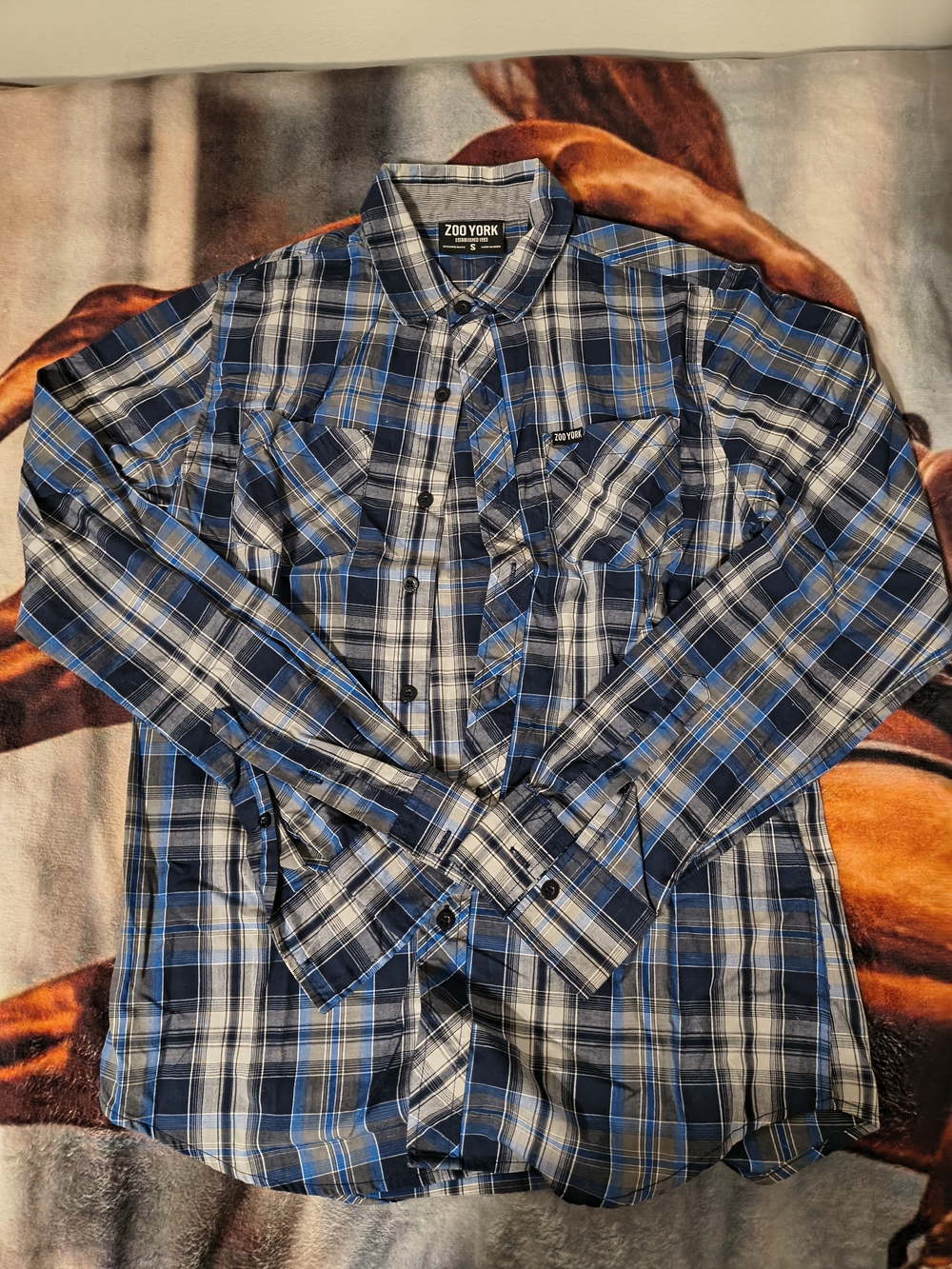 Zoo York Blue and Black Plaid Button-Down Shirt